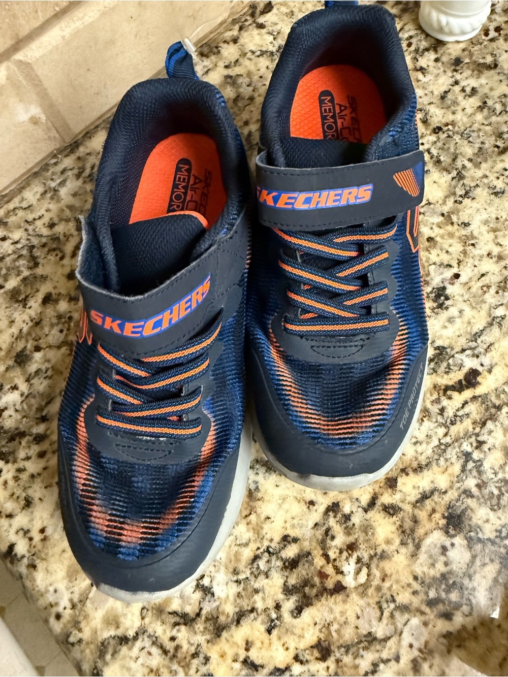 Skechers Kids Navy and Orange Velcro Athletic Sneakers